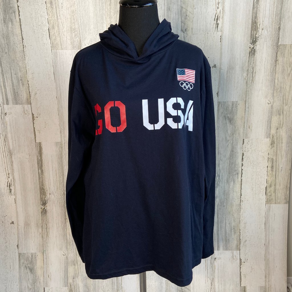 Us Olympic Committee Size Large Go Usa Long Sleeve Hooded Tee